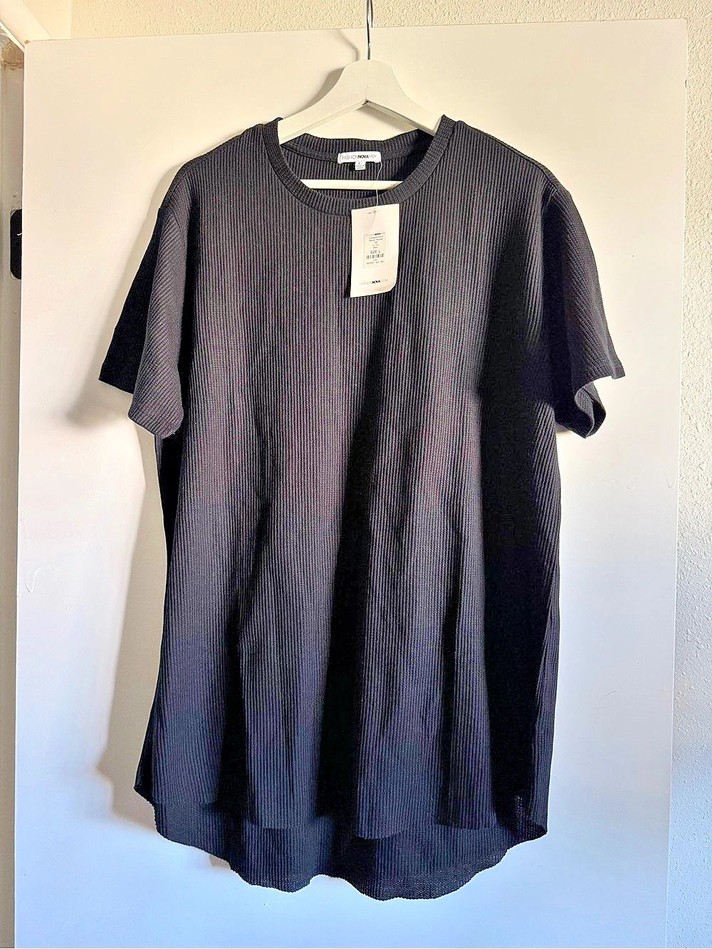 Ribbed Short Sleeve Tee in Black Size Large NWT